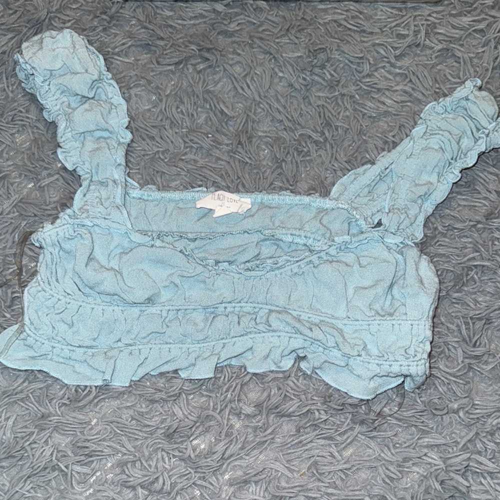 Blue Ruffled Women's Top